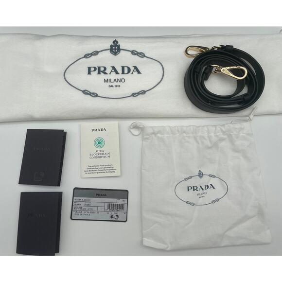 $6100 NEW PRADA LARGE BLACK LEATHER BUCKLE SHOULDER TOTE BAG AUTHENTIC - Picture 12 of 16